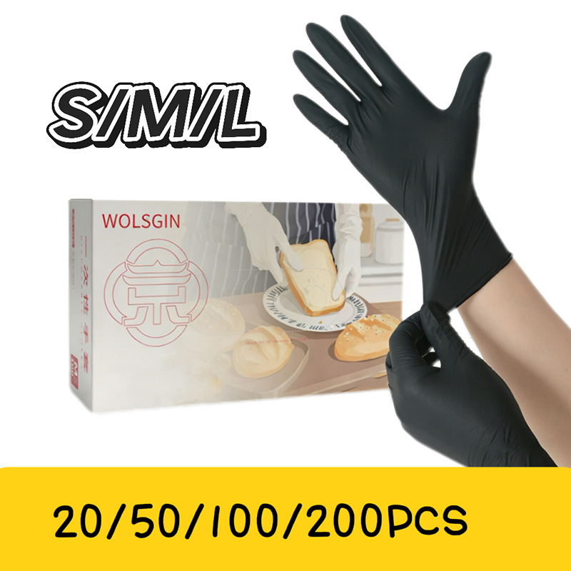 Rubber Glove Cleaning - 10/50/100/200 черных одноразовых синтетических нитриловых перчаток,