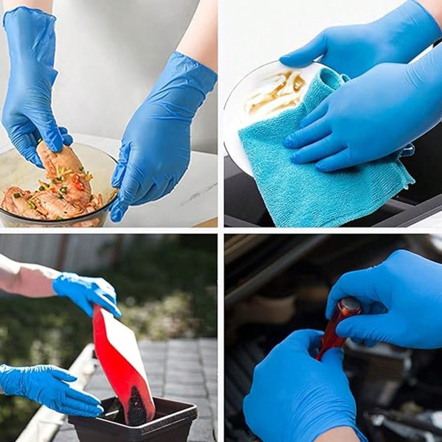 Rubber Glove Cleaning - 100 шт. прочных одноразовых нитриловых перчаток,